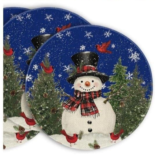 34cm Plaid Christmas Round Placemats Set Of 4 Placemats Placemats