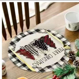 34cm Plaid Christmas Round Placemats Set Of 4 Placemats Placemats