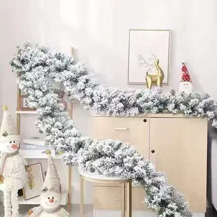 2.7m Snow-Flocked Christmas Pine Garland Christmas Garlands Garlands