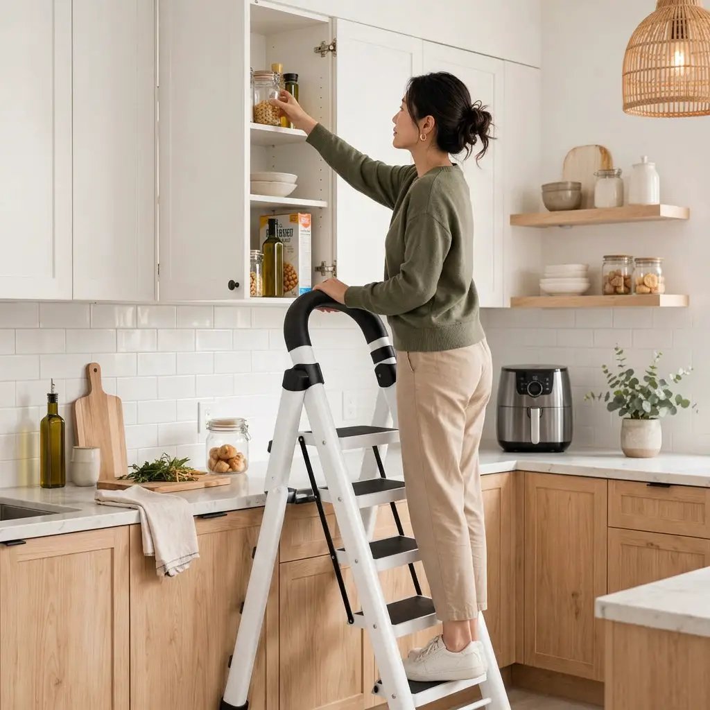 4-Step Folding Ladder With Safety Handle Step Ladders Step Ladders