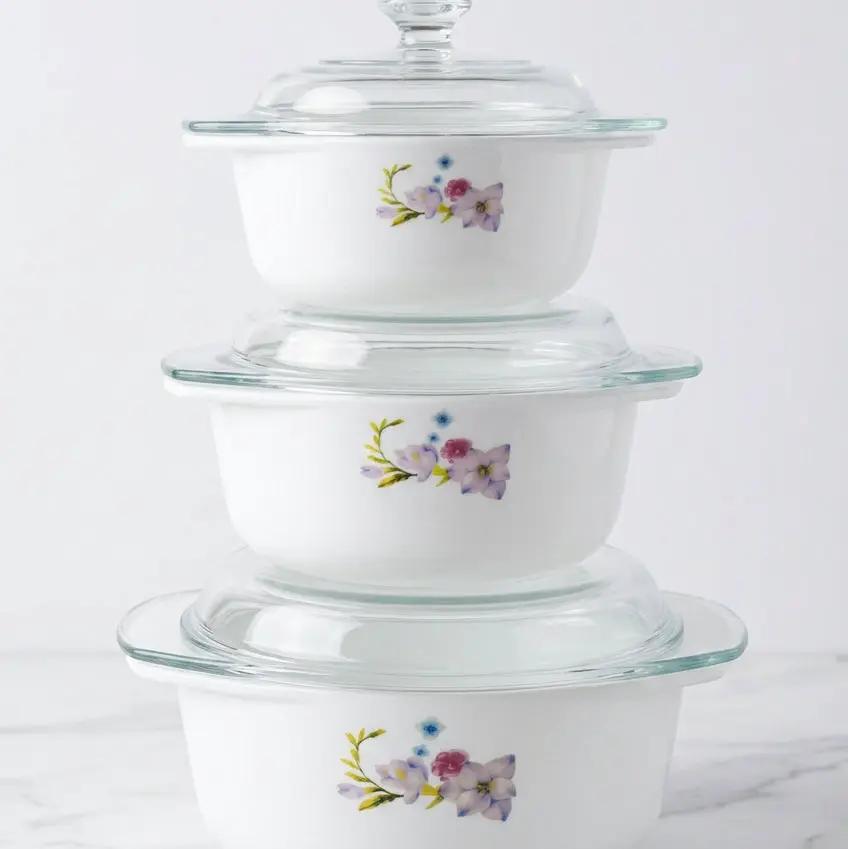 3-Piece Glass Casserole Serving Bowl Set Serving Bowl Set Serving Bowls