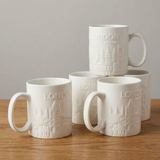 350ml London Engraved Ceramic Cups Set Of 6 Ceramic Cup Set Mugs