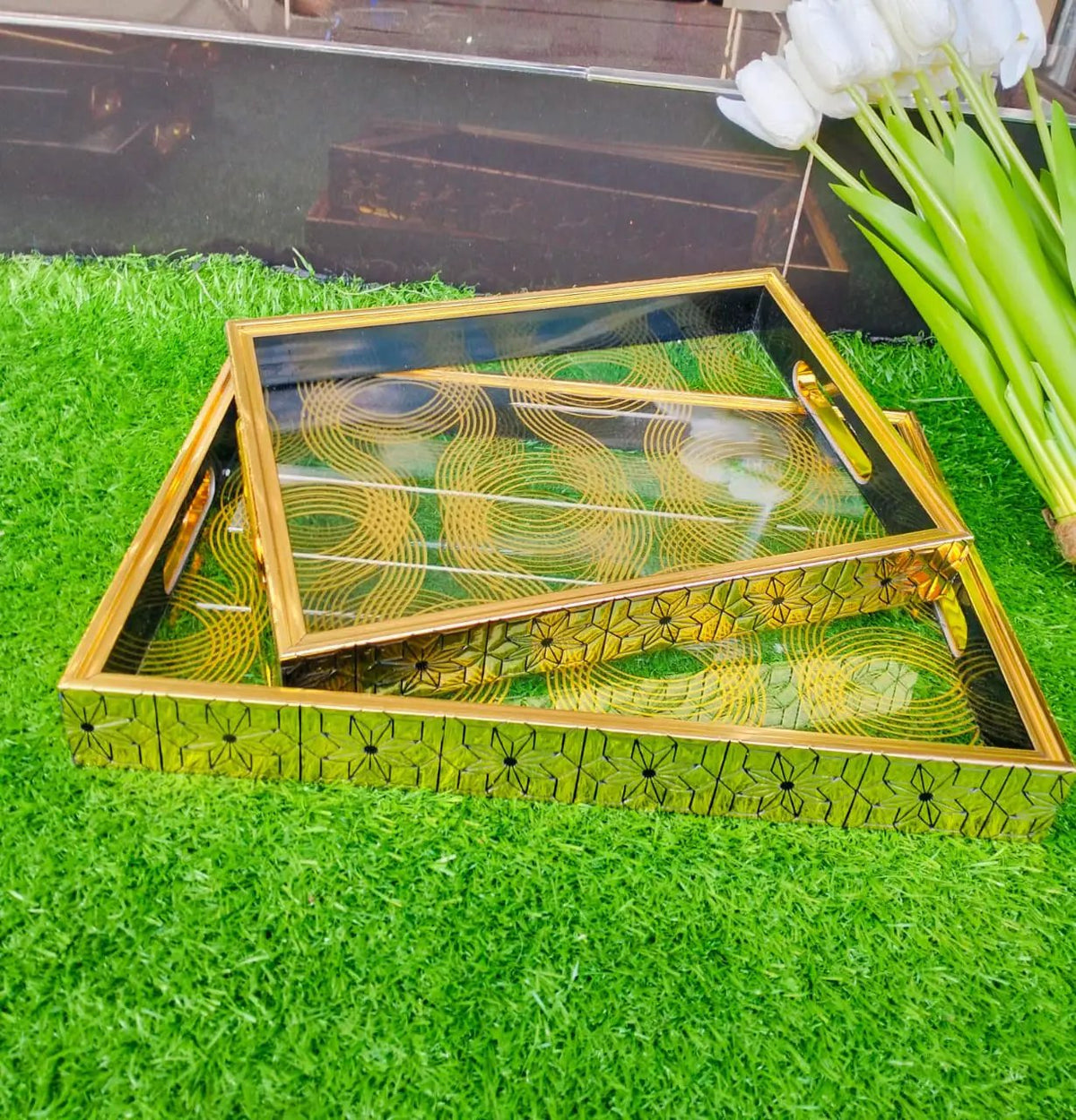 2-Piece Acrylic Tray Set Tray Set Serving Trays