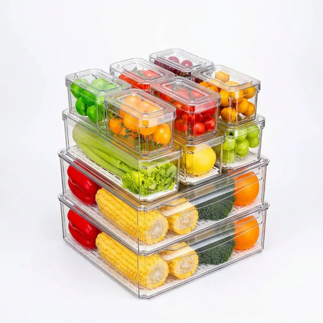 10-Piece Stackable Fridge Organizer Fridge Organizer Set Kitchen Cabinet Organizers