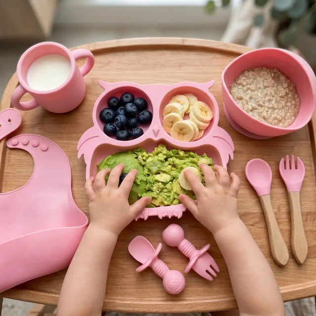 Owl Silicone Baby Feeding Set 6-Piece Baby Feeding Set Feeding Essentials