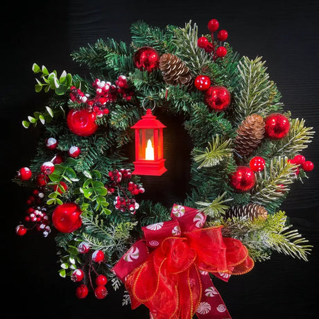 40cm Christmas Wreath With Baubles And Bow Christmas Wreath Wreaths