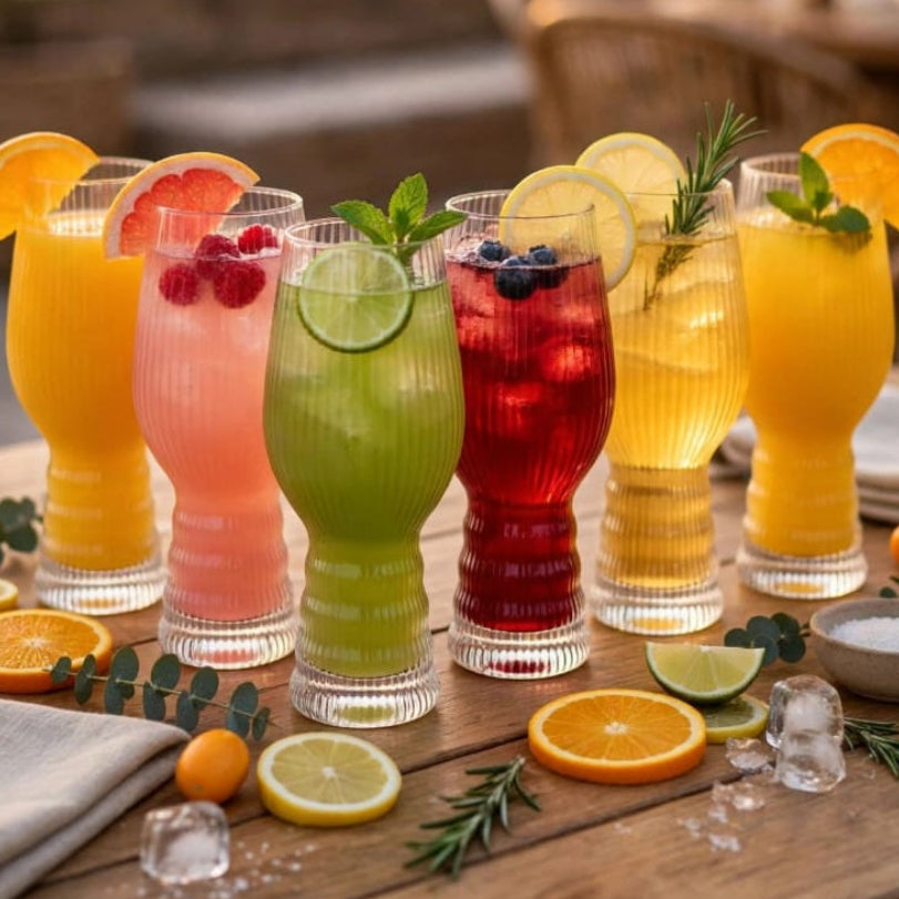 Stackable Ribbed Tulip Drinking Glasses
