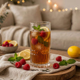 Thick-Bottomed Embossed Glass Drinking Cups, 350ml, Set of 6