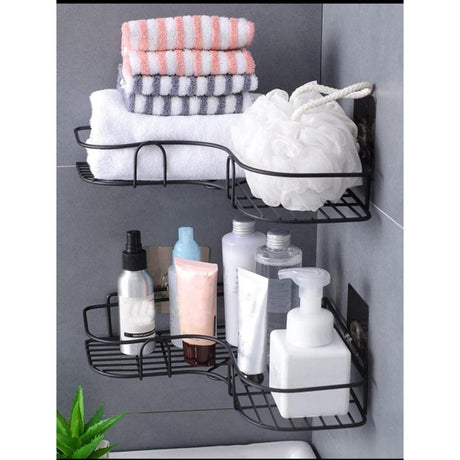 Corner Shelf Organizer | Black, Space-Saving Multi-Tier Storage for Bathroom, Kitchen, or Office- Furaha Finds Kenya