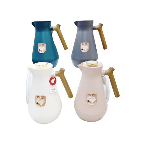 Wooden Handle Thermal Insulated Vacuum Flask | 1.45L | Cream, Light Brown, Green- Furaha Finds Kenya