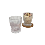 6 Piece Short Vertical Stripes Milk Cup Glass Set | Stylish Water & Beverage Glasses | Modern Design