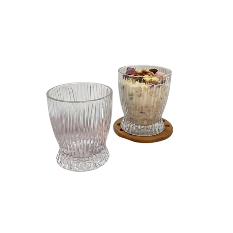 6 Piece Short Vertical Stripes Milk Cup Glass Set | Stylish Water & Beverage Glasses | Modern Design- Furaha Finds Kenya