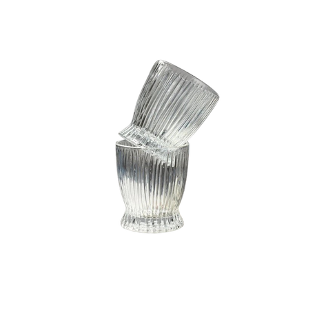 6 Piece Short Vertical Stripes Milk Cup Glass Set | Stylish Water & Beverage Glasses | Modern Design- Furaha Finds Kenya