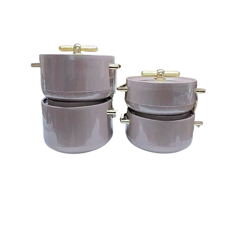 Antalya 4pcs Insulated Hotpot Set | Durable Hot Food Storage & Serving Set | Stackable Design (Brown)- Furaha Finds Kenya