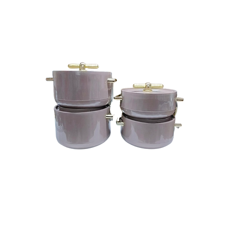Antalya 4pcs Insulated Hotpot Set | Durable Hot Food Storage & Serving Set | Stackable Design (Brown)- Furaha Finds Kenya