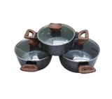 Big Baroly Granite Cookware Set | 3 Piece Set in Black, Grey, Green, and Coffee