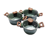 Big Baroly Granite Cookware Set | 3 Piece Set in Black, Grey, Green, and Coffee