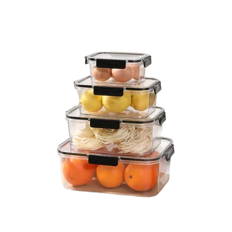 4 Piece Transparent Sealed Refrigerator Food Container Set | Large Capacity Storage