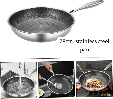 28cm Non Stick Honeycomb Stainless Steel Frying Pan | Scratch Resistant | Comfortable Handle | Oven & Induction Compatible- Furaha Finds Kenya