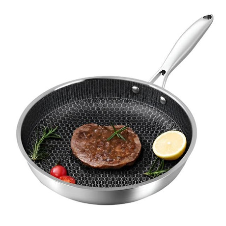 28cm Non Stick Honeycomb Stainless Steel Frying Pan | Scratch Resistant | Comfortable Handle | Oven & Induction Compatible- Furaha Finds Kenya