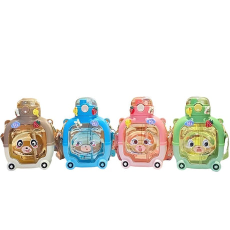 Furaha Finds 1000 ml Teddy Bear Design Water Bottle  Built in Straw