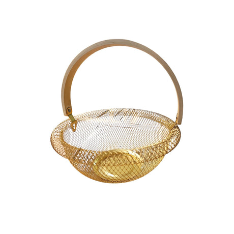 Portable Mesh Fruit Basket Storage Organizer with Wooden Handle | Kitchen | Dining Room | Living Room Home Storage