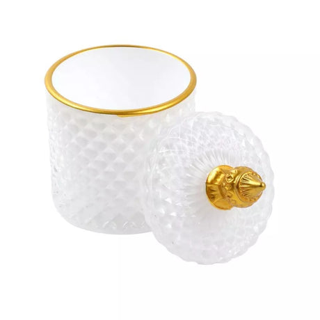 White Glass Sugar Dish with Gold Accent | 350ml Capacity | Round Shape | Elegant and Classy Design- Furaha Finds Kenya