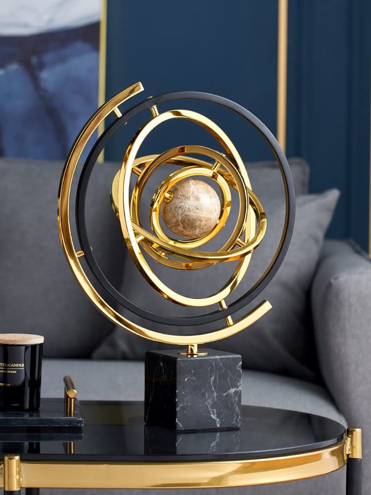 Gold Round Decor | Luxury Metallic & Acrylic Accent Piece | Modern Home & Office Desk Decor