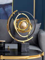 Gold Round Decor | Luxury Metallic & Acrylic Accent Piece | Modern Home & Office Desk Decor