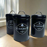 Metallic 3 piece 1.0L Capacity Coffee Storage Canisters with Stainless Steel Handle