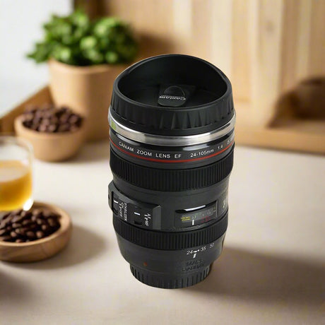 Furaha Finds Stainless Steel 450ml Camera Lens Travel Mug