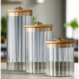 3 Piece Glass Storage Jars with Bamboo Lids- Furaha Finds Kenya