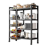 Multifunctional Strong Metallic Kitchen Rack with Lockable Wheels Black Kitchen Storage Rack Organizer.- Furaha Finds Kenya