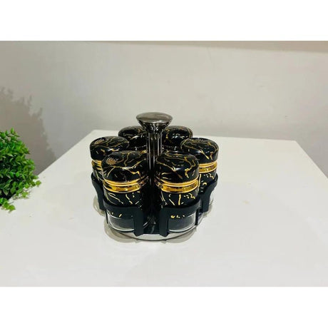 7-Piece Marble Rotating Spice Jars | Kitchen | Home Decor | Efficient Kitchen Spice Storage Organizer- Furaha Finds Kenya