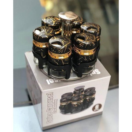 7-Piece Marble Rotating Spice Jars | Kitchen | Home Decor | Efficient Kitchen Spice Storage Organizer- Furaha Finds Kenya
