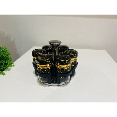 7-Piece Marble Rotating Spice Jars | Kitchen | Home Decor | Efficient Kitchen Spice Storage Organizer- Furaha Finds Kenya