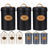 High Quality Galvanized Iron 3 Piece Alloy Canister Set with Leather Accents | Kitchen Storage Organizer| Multiple Colors