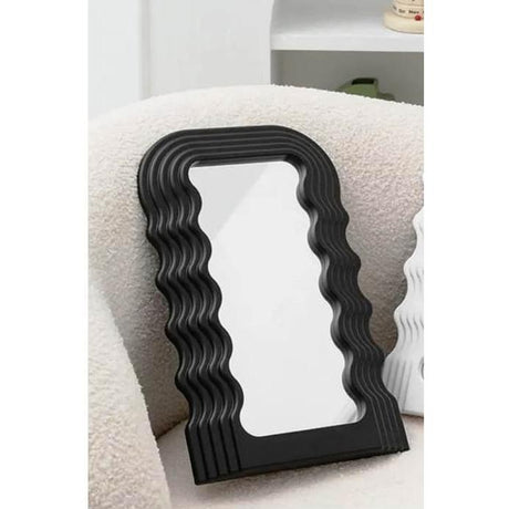 Tabletop Wavy Mirror | Black & White | 26cm x 42cm | Ideal for use on Vanities, Desks, Dressers