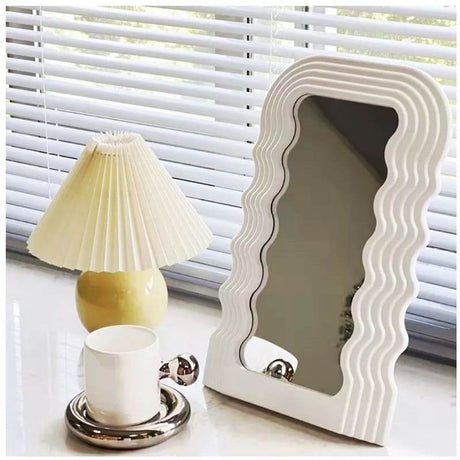 Tabletop Wavy Mirror | Black & White | 26cm x 42cm | Ideal for use on Vanities, Desks, Dressers
