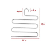 Stainless Steel 5-layer Multipurpose S-Shaped Non-Slip Hangers  | Efficient Closet Storage Organizer | Trouser, Ties, Scarves & Other Accessories