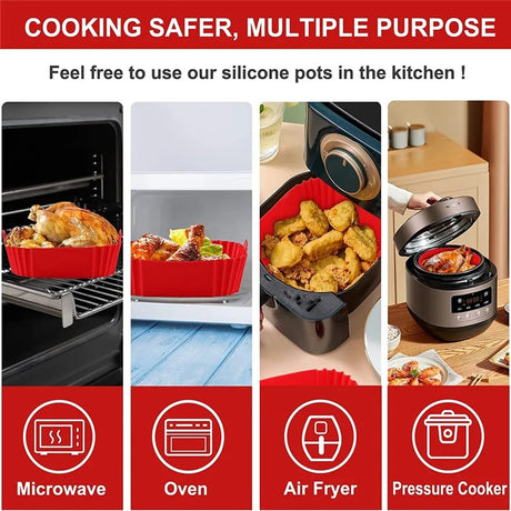 Reusable Silicone Air Fryer Mould | 22cm x 26cm | Nonstick, Secure, Flexible, Stain resistant, Heat-resistant