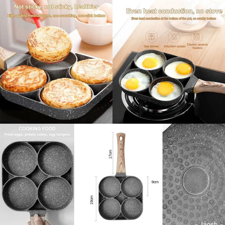 Nonstick 4 Slot Design Frying Pan | Perfect for Eggs, Pancakes | Perfect for Breakfast, Lunch, Snack Prep- Furaha Finds Kenya
