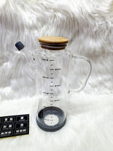 Transparent 1700ml Glass Borosilicate Water Pitcher Jug with Handle and Bamboo Lid | Multifunctional | Juice, Milk, Black Tea, Coffee