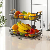 2 Tier Detachable & Portable Nordic Metallic Fruit, Vegetable Basket Rack | Multifunctional | Kitchen, Living Room, Dining Room, Living Room-Furaha Finds