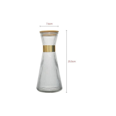 7 Piece Clear Borosilicate Ribbed Flute Shaped Carafe Glass Set | 1 Carafe & 6 Glasses- Furaha Finds Kenya
