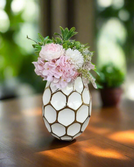 Furaha Finds Unique Ceramic Flower Vase in black and white. Elegant and modern home décor piece, perfect for floral arrangements or standalone decoration