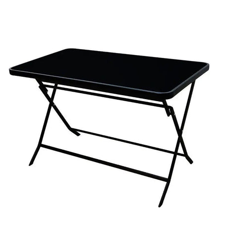 Furaha Finds high quality foldable outdoor dining table with tempered glass top portable stylish and perfect for patios gardens and picnics