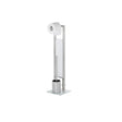 Free Standing 304 Stainless Steel Tissue Holder & Toilet Brush Set Elegant & Fashionable Metal Tissue Holder Silver & Black- Furaha Finds Kenya