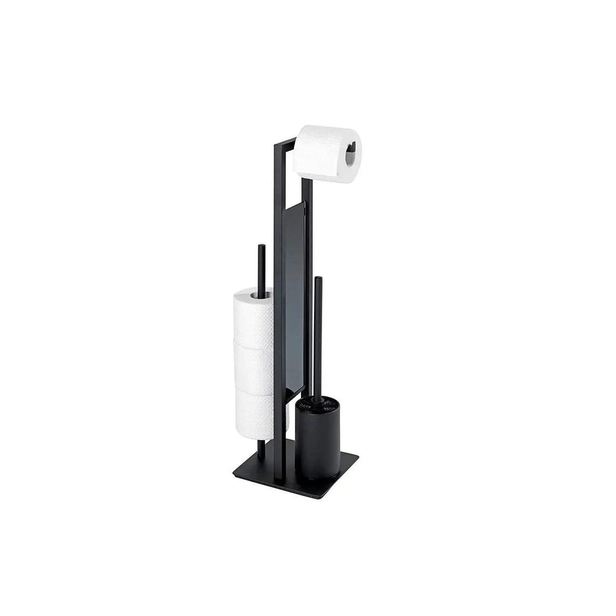 Free Standing 304 Stainless Steel Tissue Holder & Toilet Brush Set Elegant & Fashionable Metal Tissue Holder Silver & Black