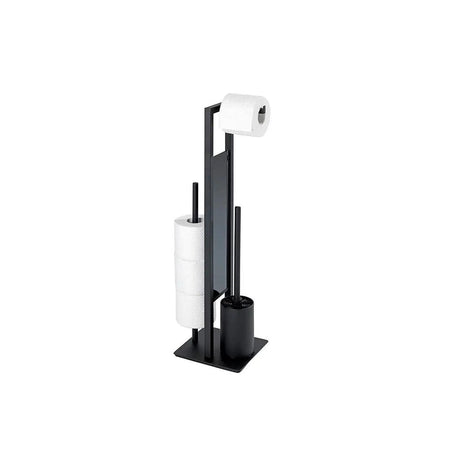 Free Standing 304 Stainless Steel Tissue Holder & Toilet Brush Set Elegant & Fashionable Metal Tissue Holder Silver & Black